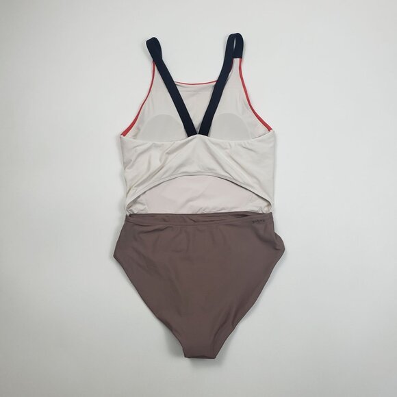 Prana Baja Bound Cutout One Piece Swimsuit Women's Sz Small Rose Fire Colorblock - Picture 5 of 16